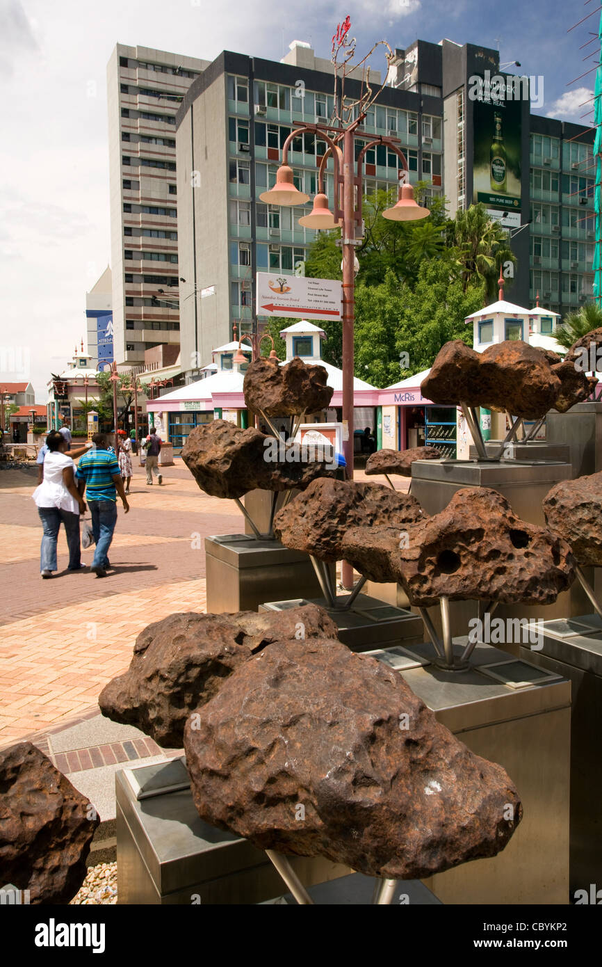 Gibeon Meteorite Display - Post Street Mall - Windhoek - Namibia, Africa Stock Photo
