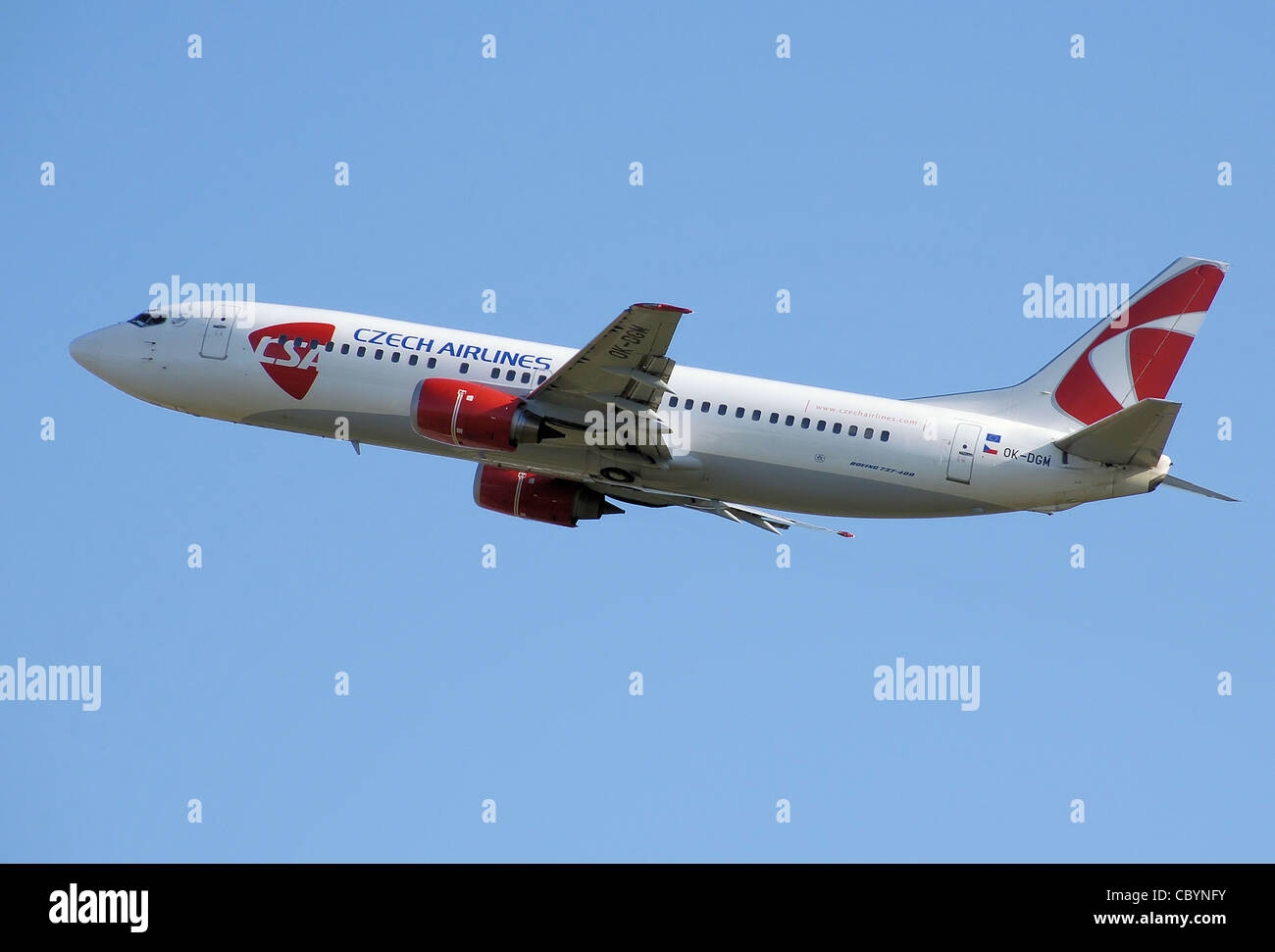 CSA Czech Airlines Boeing 737-400 (OK-DGM) takes off from London Heathrow Airport. Stock Photo