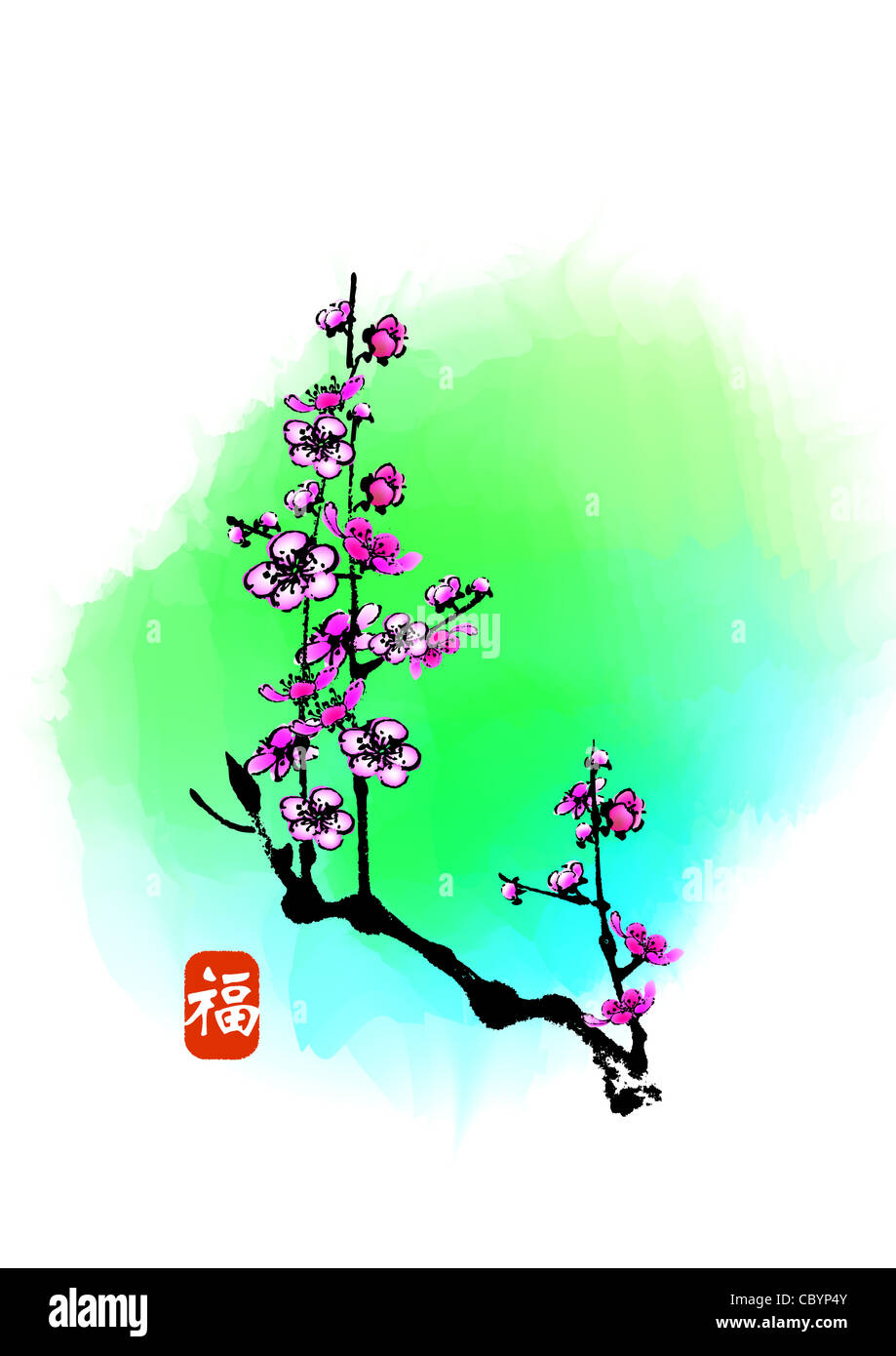 chinese new year flower painting