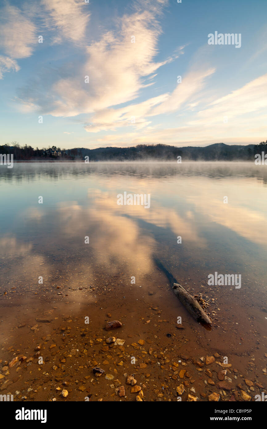 Morning cloud reflections in Lake Lanier. Stock Photo