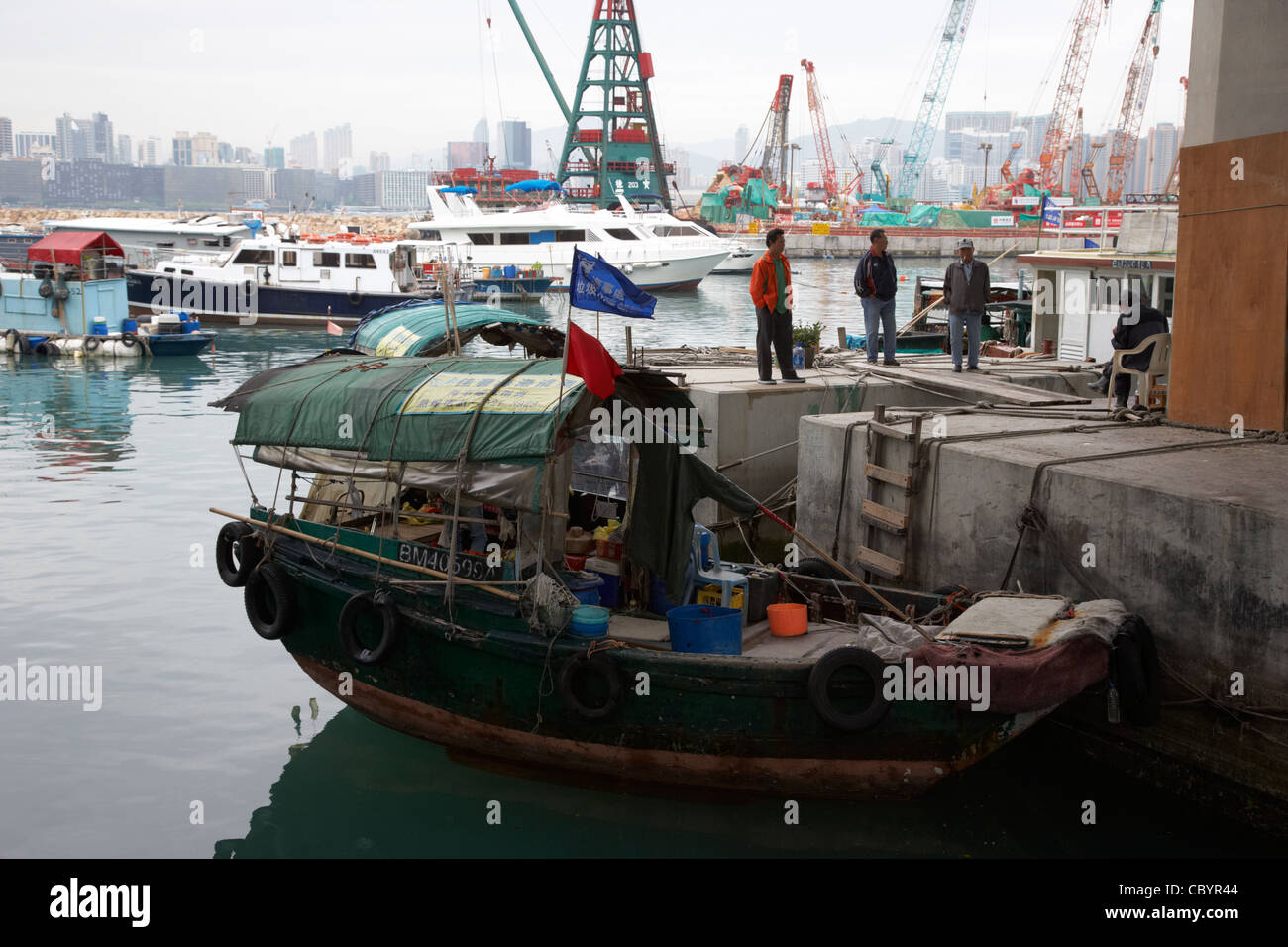 working sampan fishing boat in causeway bay typhoon shelter hong kong hksar china asia Stock Photo