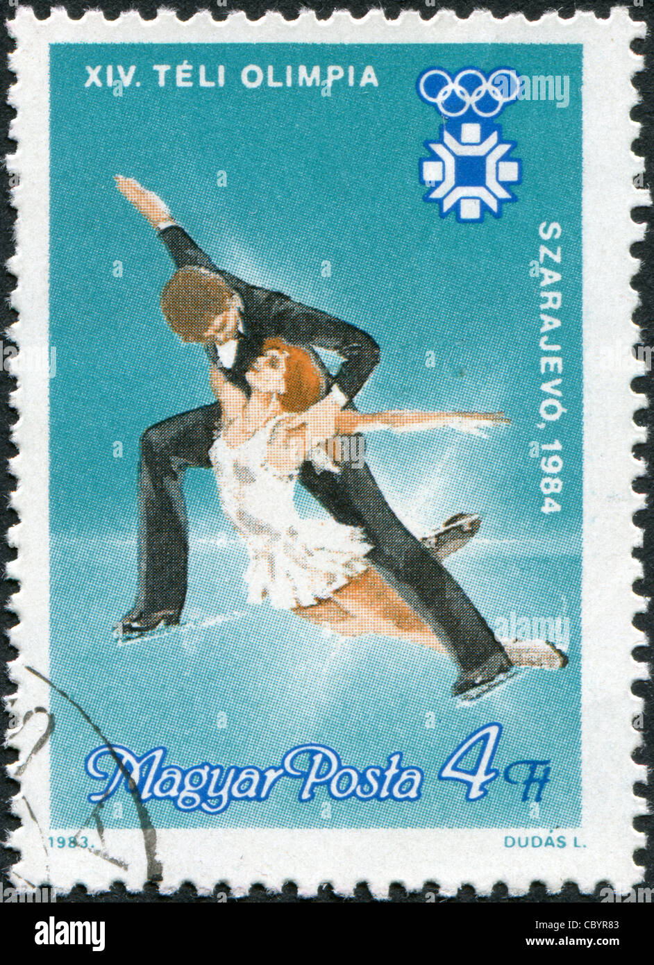 A stamp printed in Hungary, dedicated to Olympic Winter Games in