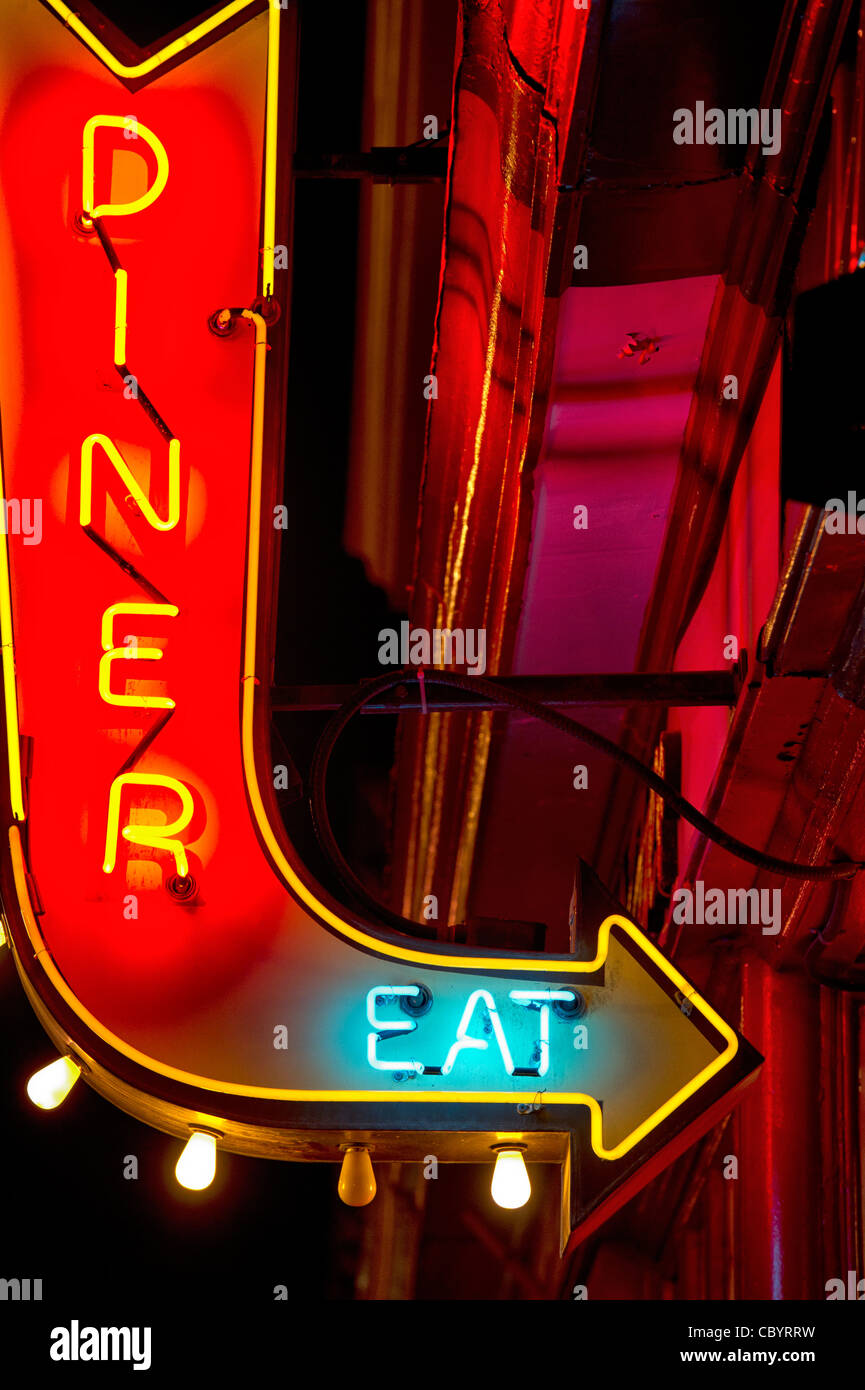 Neon diner sign circa 50s or 60s Stock Photo