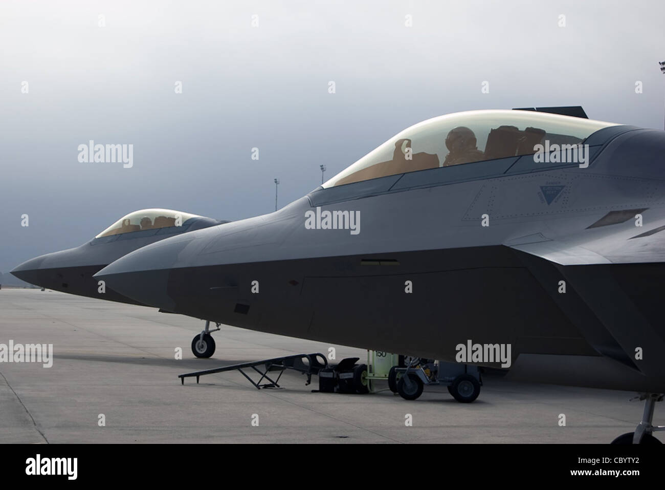 F-22 Raptors prepare for takeoff Feb. 4 at Tyndall Air Force Base, Fla ...