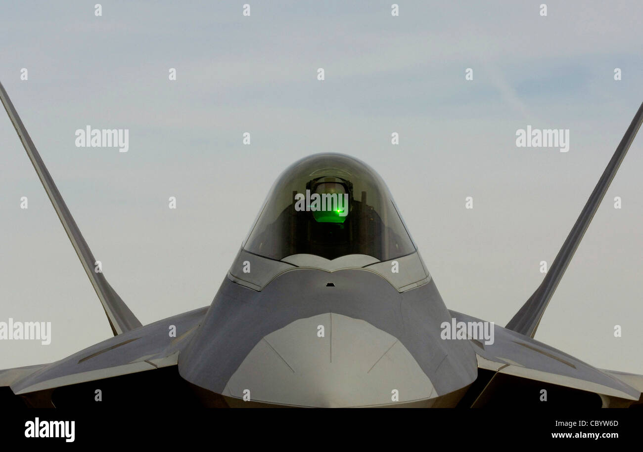 An F-22 Raptor from 94th Fighter Squadron at Langley Air Force Base, Va ...