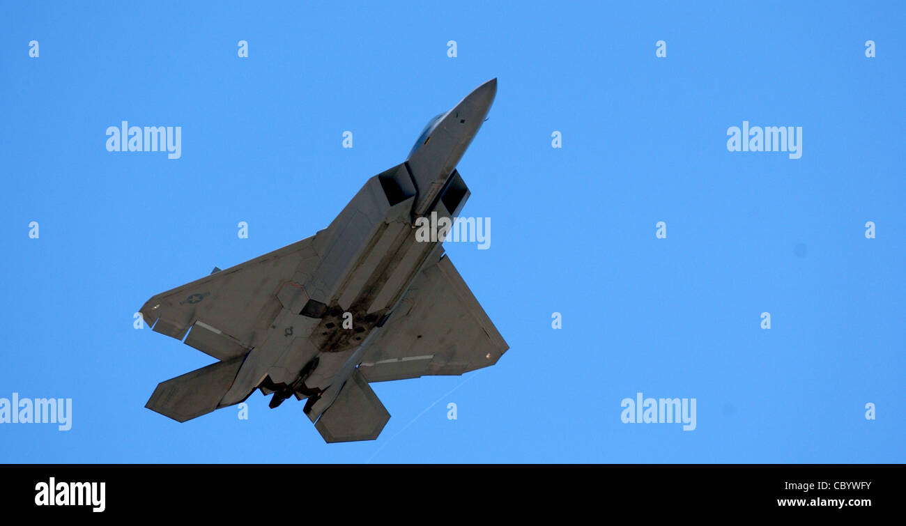 U.S. AIR FORCE ACADEMY, Colo. -- An F/A-22 Raptor flies over the ...