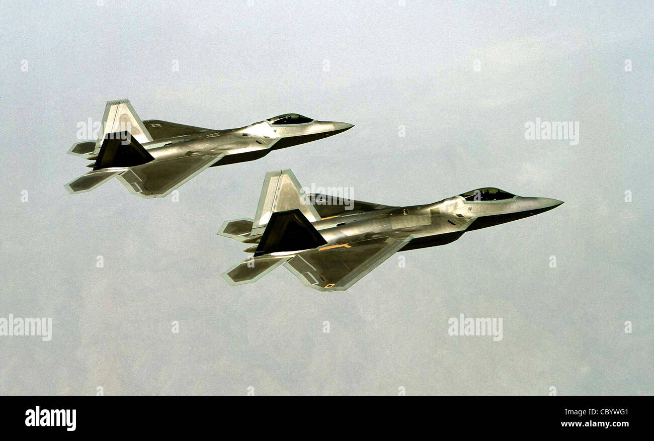 OVER EDWARDS AIR FORCE BASE, Calif. -- The F/A-22 Raptor moves into ...