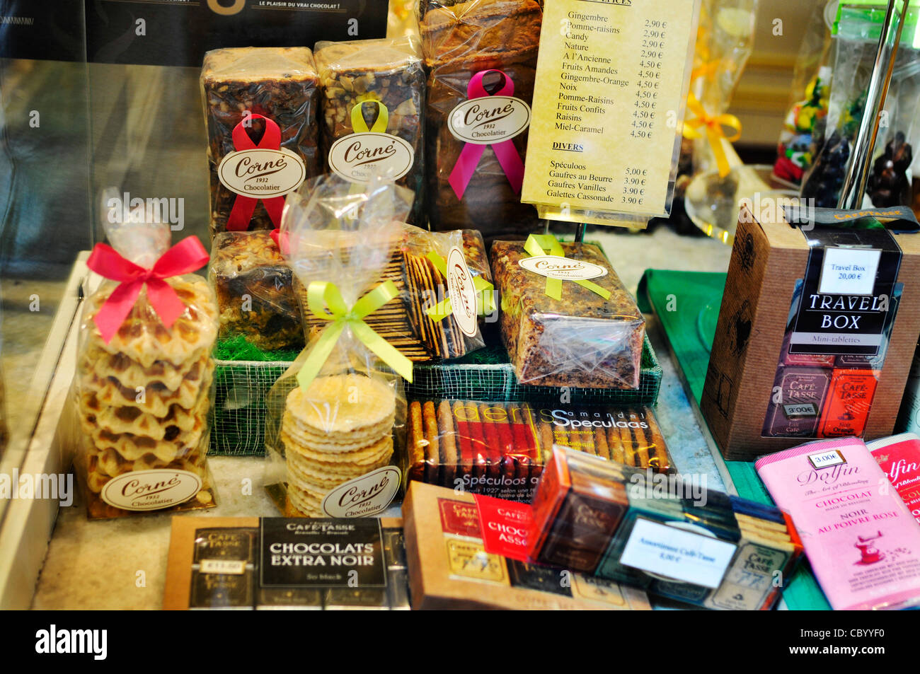 Chocolates in a shop window in Antwerp Stock Photo Alamy