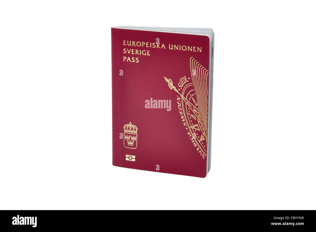 swedish biometric passport isolated on a white background Stock Photo