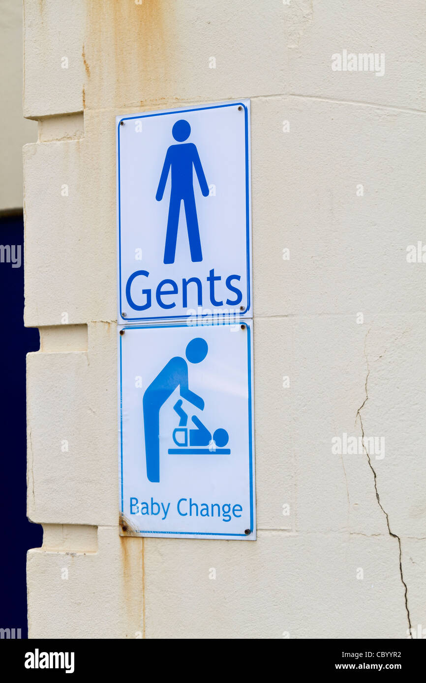 Sign for gents toilet and baby change facilities Stock Photo Alamy