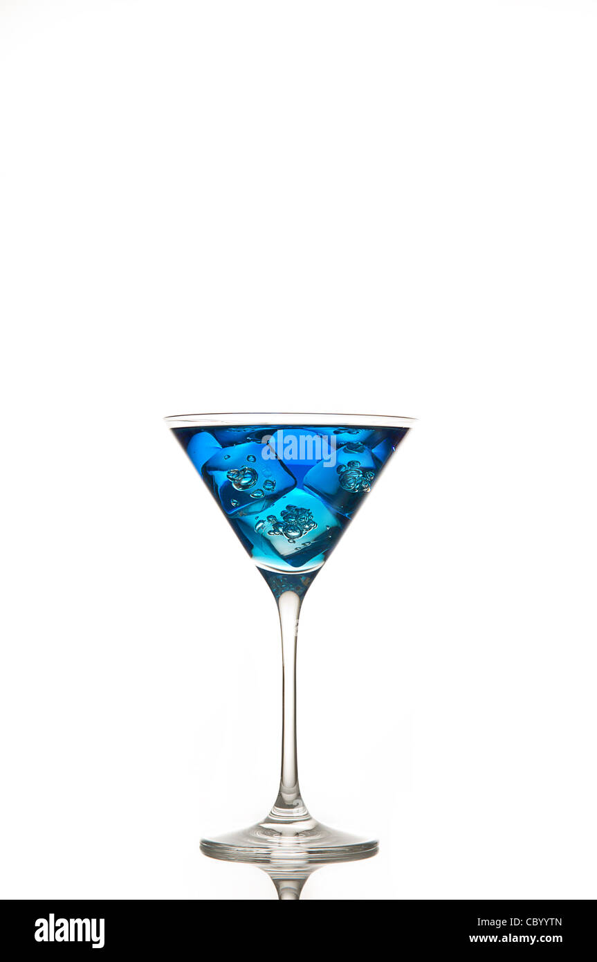 blue cocktail with ice in a martini glass Stock Photo - Alamy