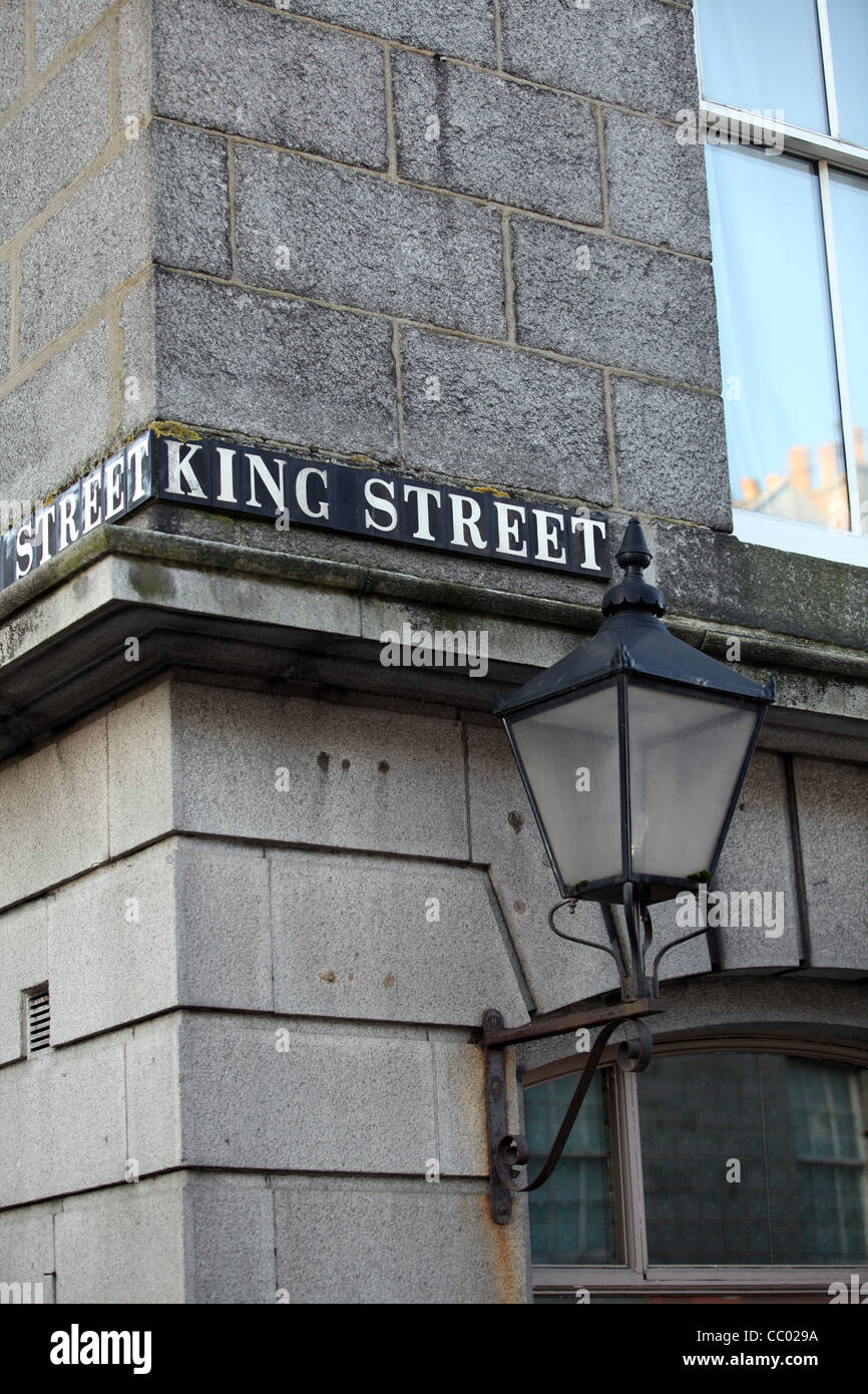 Sign for iconic King Street in Aberdeen city centre, Scotland, UK Stock