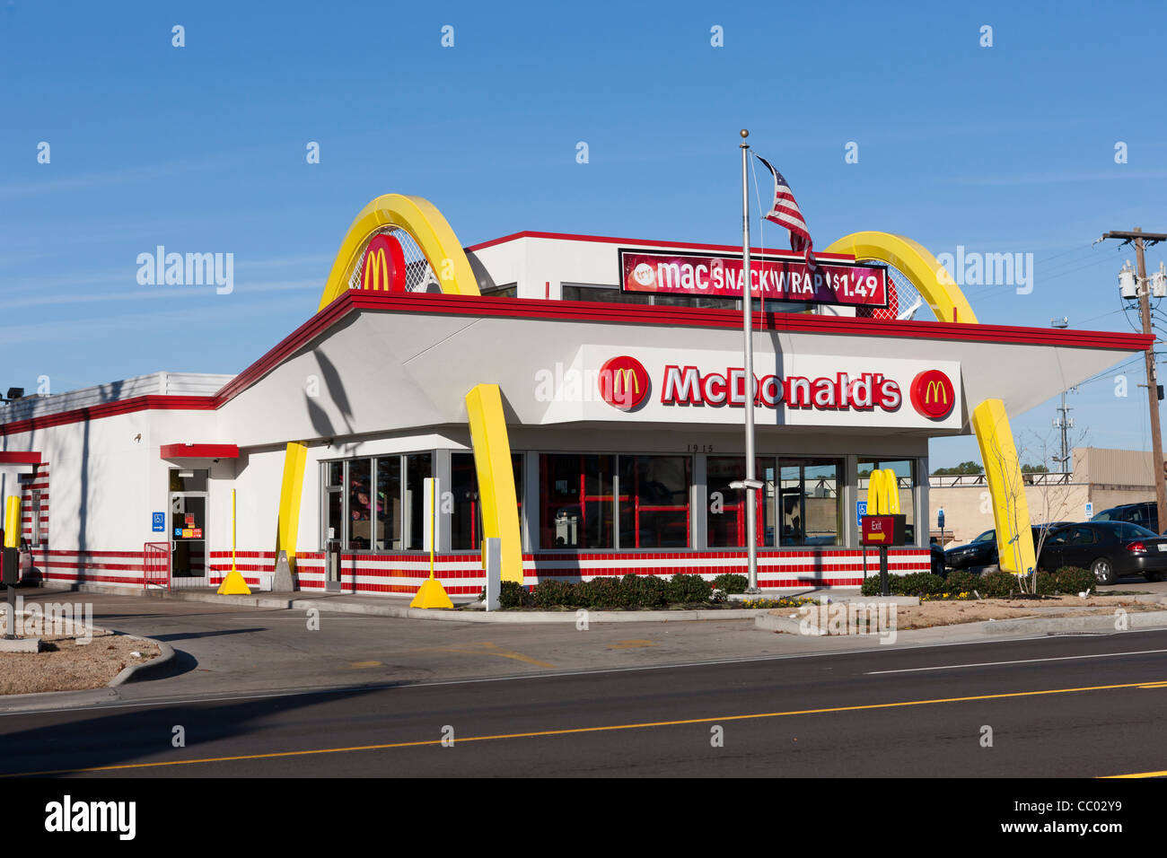 A drive-through McDonald's fast food restaurant renovated in a 1950's retro style in Jackson, Tennessee. Stock Photo