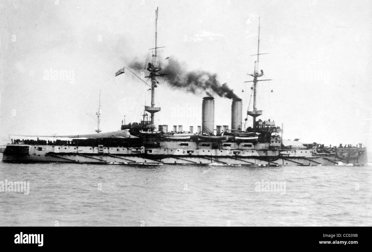 HMS London was a Formidable class battleship in the British Royal Navy, Launched 21 September 1899 Stock Photo