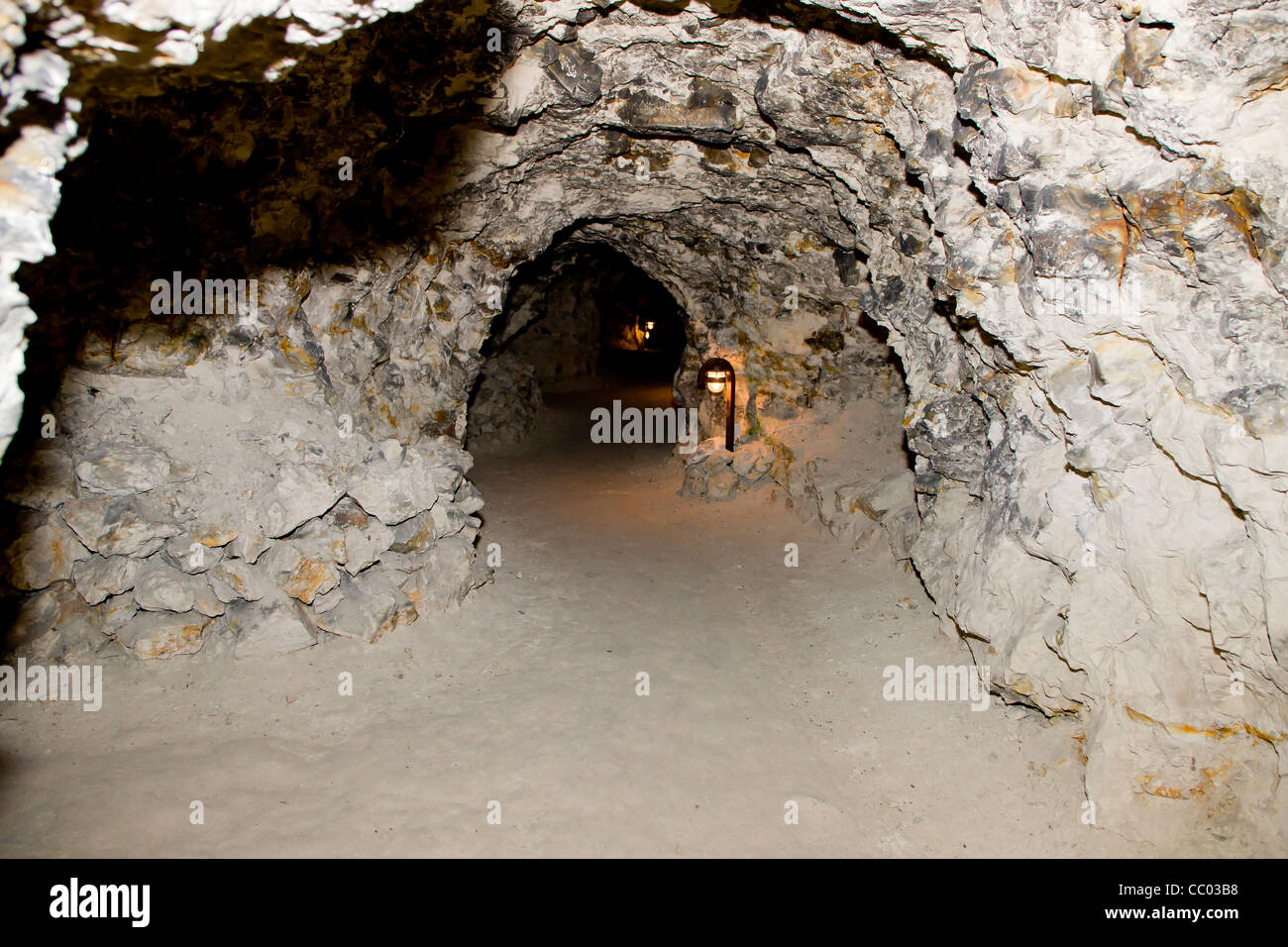Inside Daugbjerg limestone mines near Denmark Stock Photo Alamy
