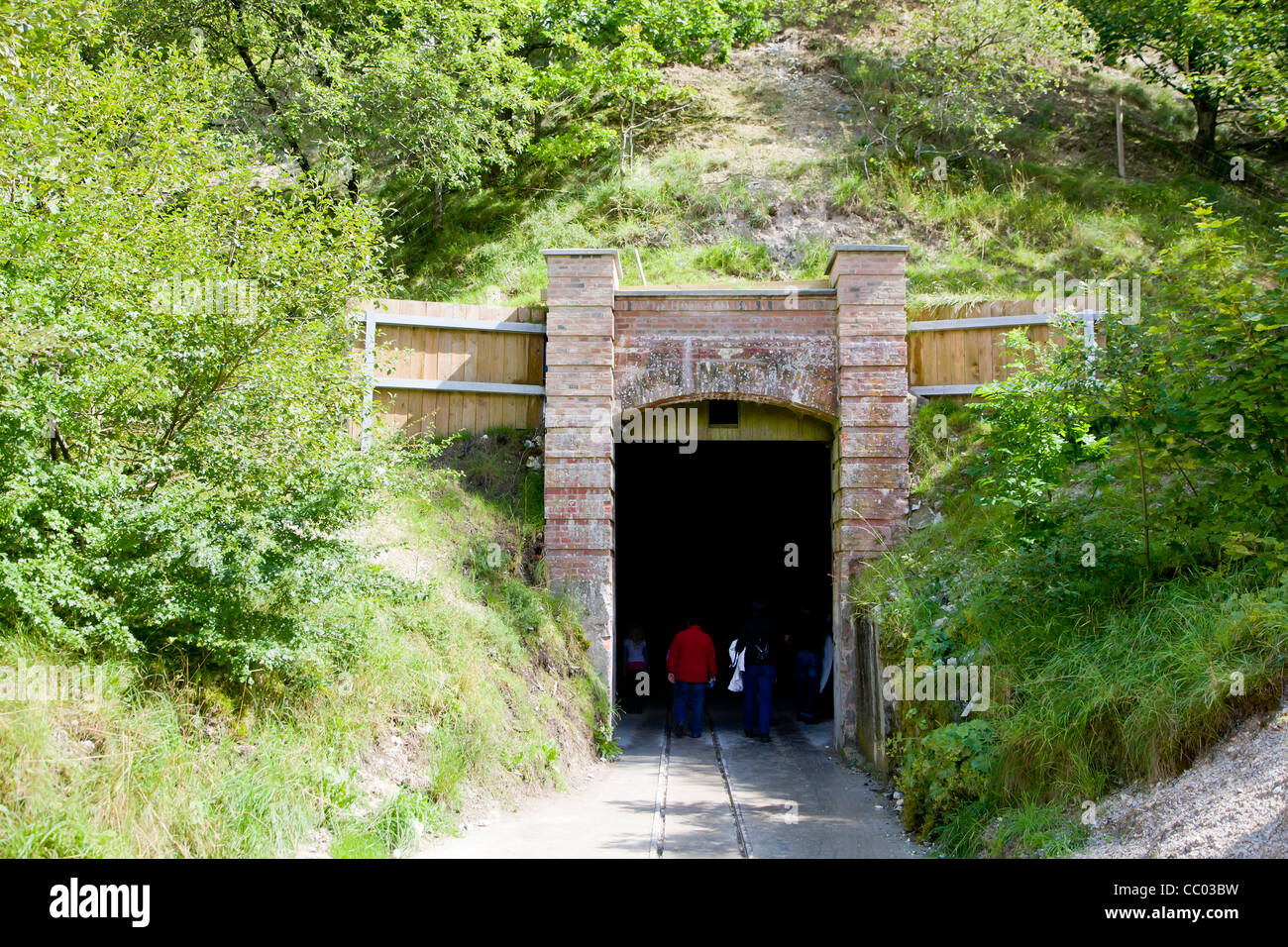The entrance to Moensted limestone caves near Viborg Denmark Stock Photo