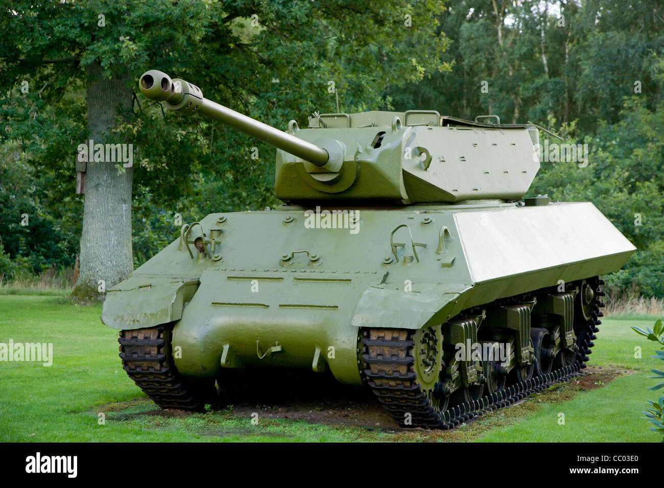 Old tank at the Danish UN Soldiers war memorial park at Rindsholm Inn near Viborg Denmark Stock Photo