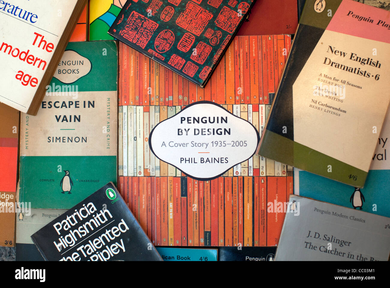 Penguin book covers during 20th century, London Stock Photo