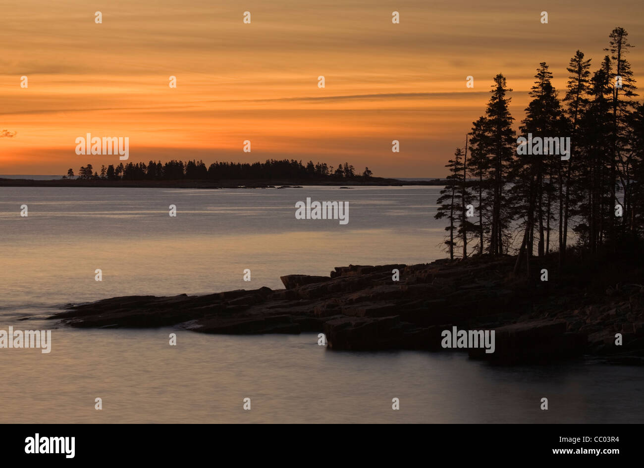 Sunrise in Schoodic Harbor off the Schoodic Peninsula in Acadia