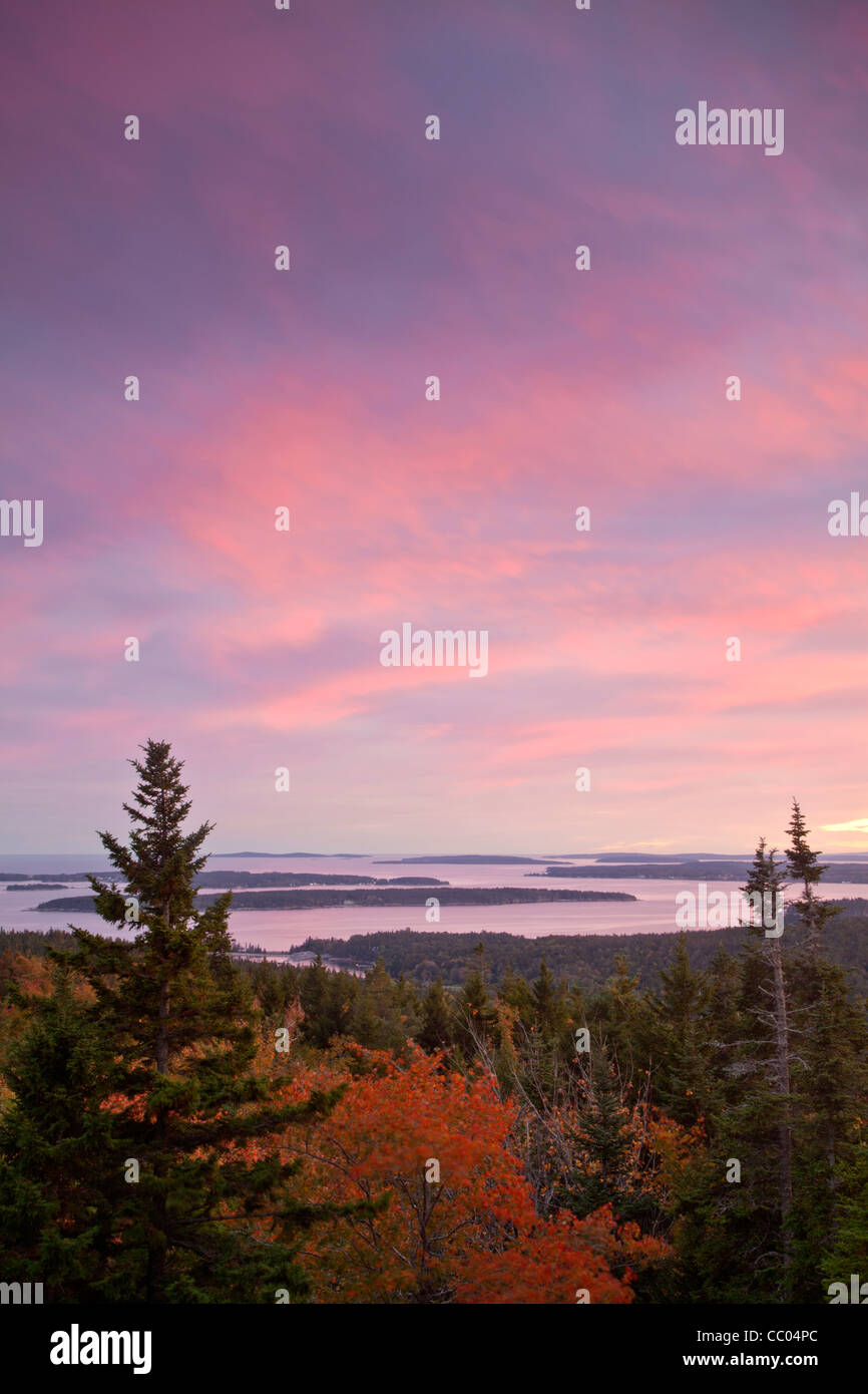 View of the Cranberry Islands from the summit of Day Mountain at Acadia