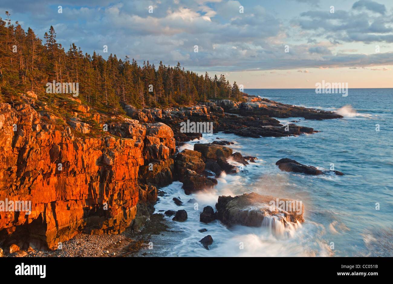 Waves crash into the Schoodic Peninsula at Acadia National Park, Maine