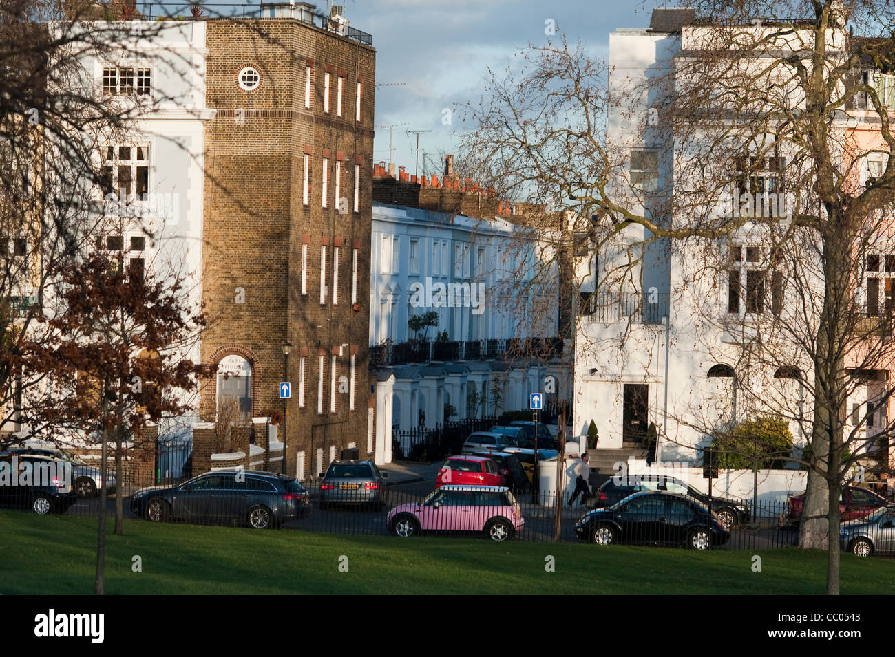 Primrose HIll general view with pink car Stock Photo