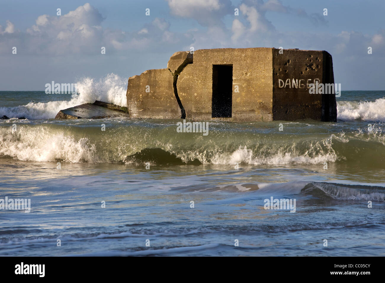 Second World War Two concrete blockhouse on beach at Wissant, NordPas