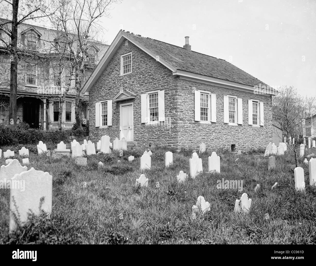 Old Mennonite Church, Germantown, Pennsylvania, circa 1905 Stock Photo