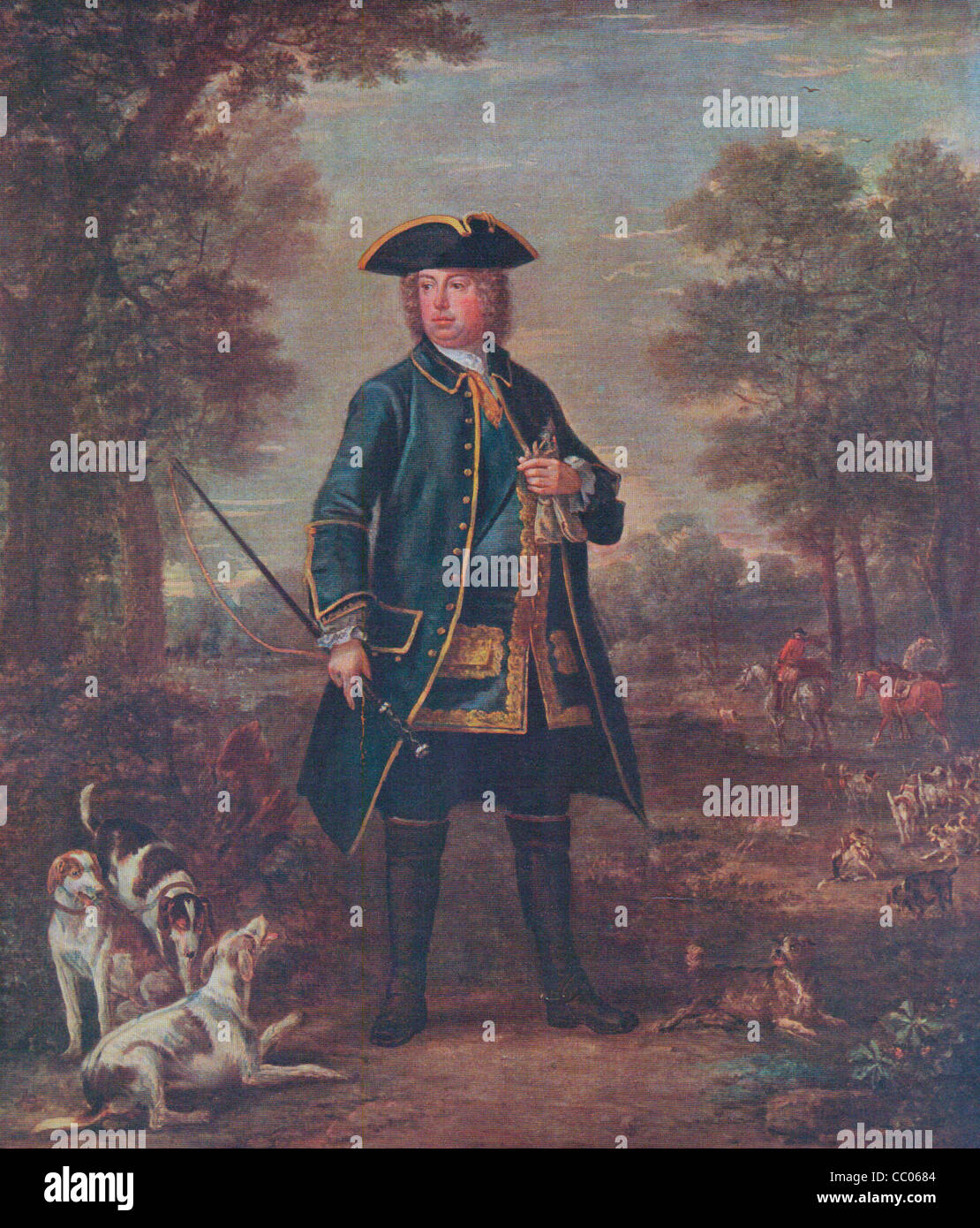 Sir Robert Walpole English statesman, 1st Earl of Orford, with hounds Stock Photo