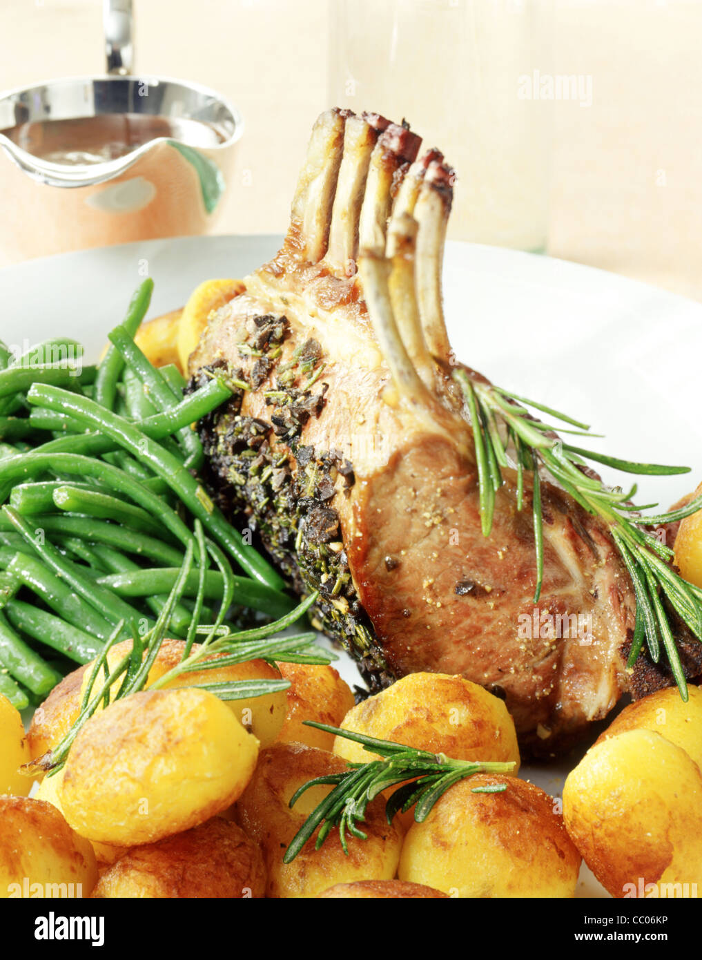 Menu Lamb with olive sauce Stock Photo Alamy