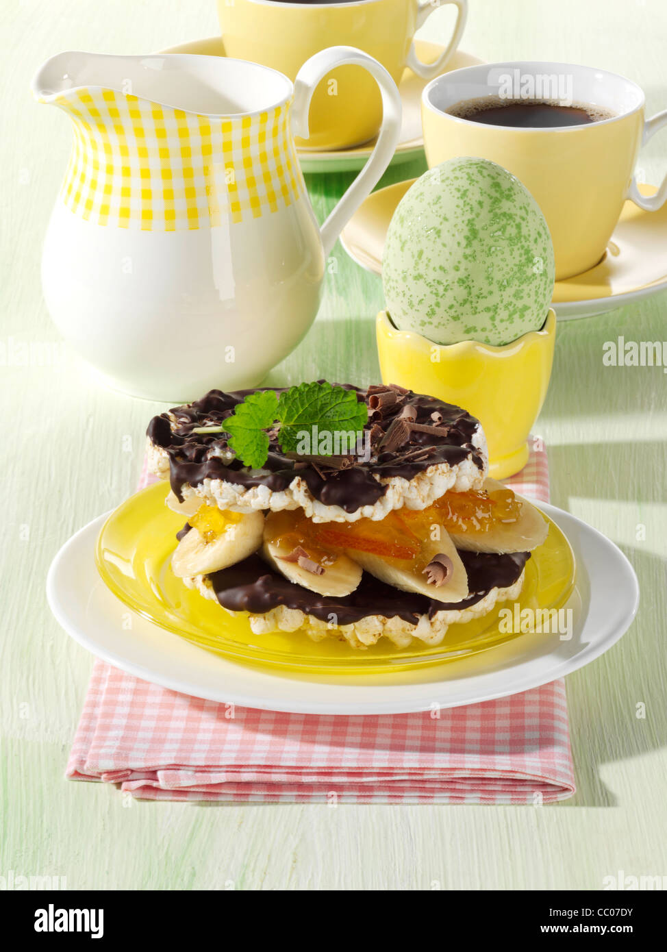 Chocolate rice waffle burger Stock Photo