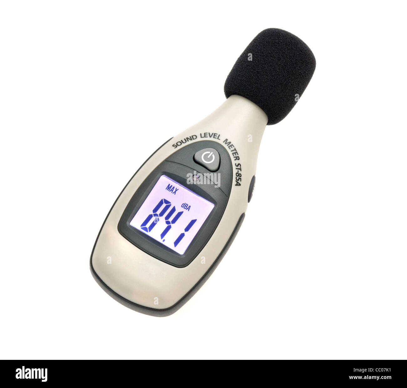 sound level meter showing 84.1dB Stock Photo