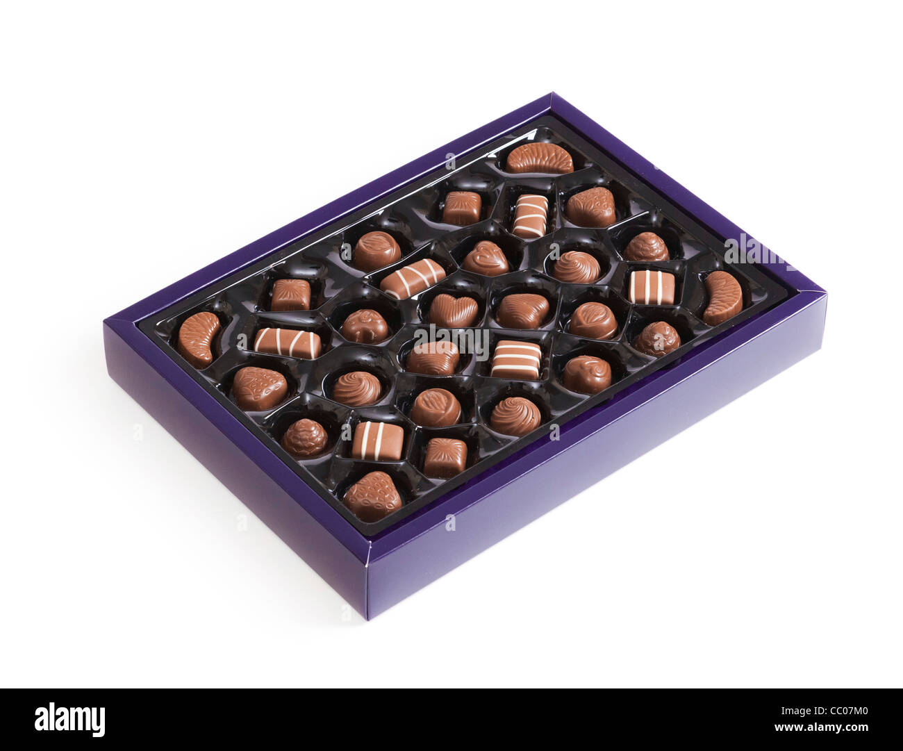 tray of assorted milk chocolates Stock Photo Alamy