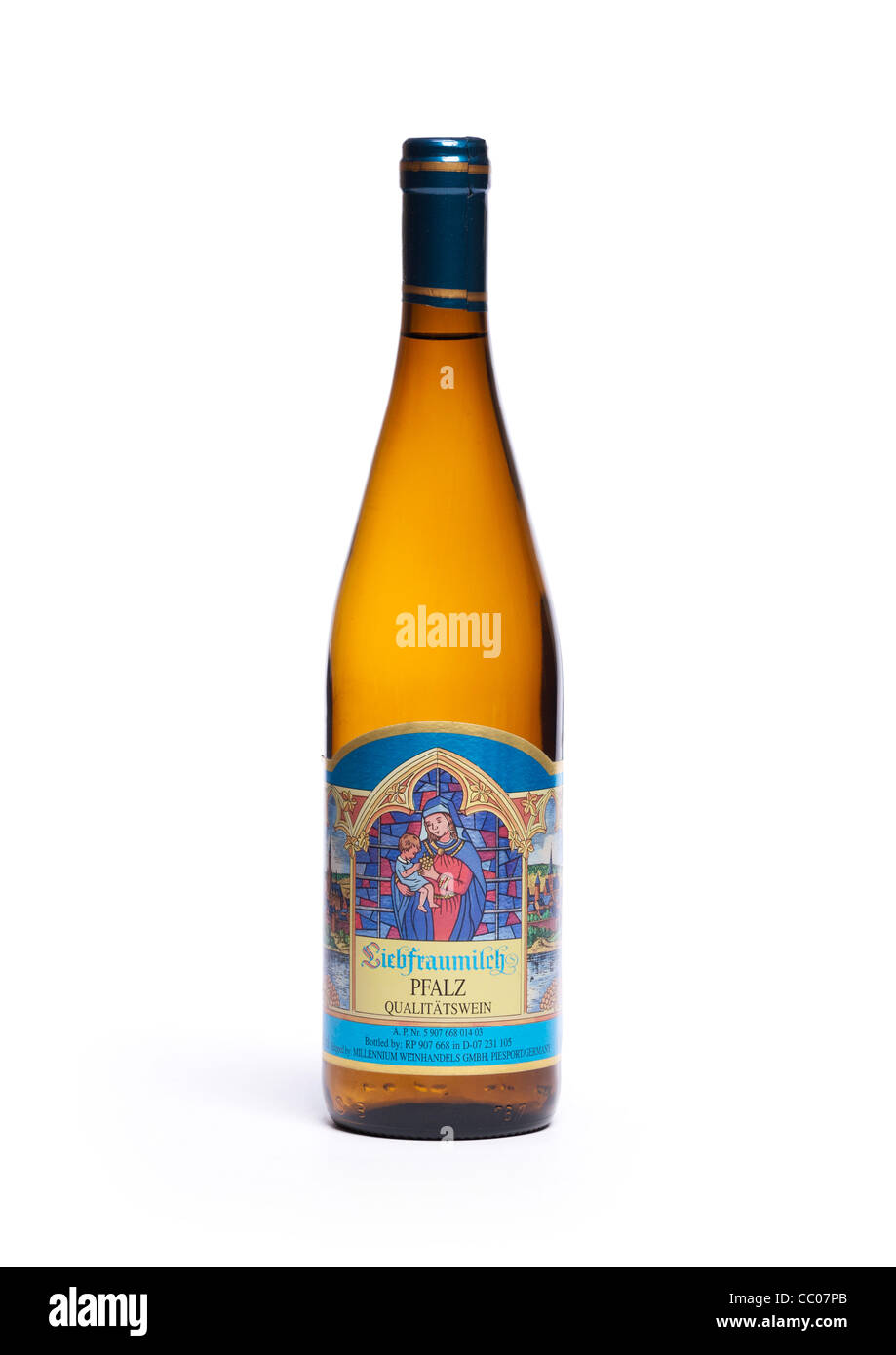 bottle of Liebfraumilch Pfalz white wine Stock Photo