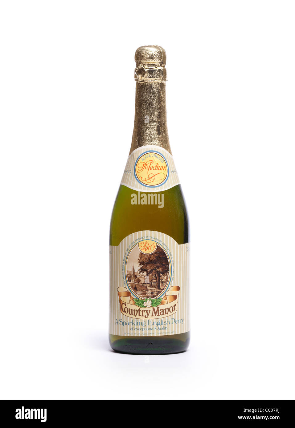 bottle of Country Manor Sparkling English Perry Stock Photo