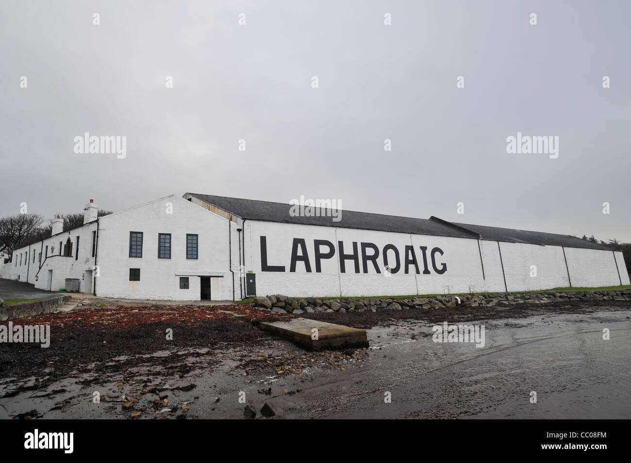 Laphroaig distillery on the Isle of Jura, of Scottish malt whiskey