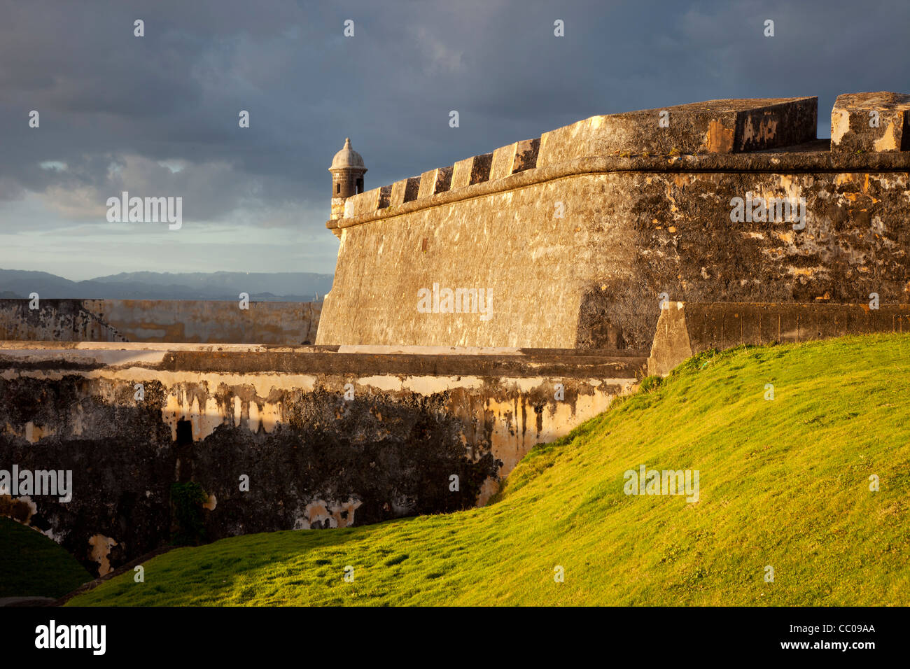 Historic Spanish fort - El Morro at the entrance to the harbor in old San Juan Puerto Rico Stock Photo