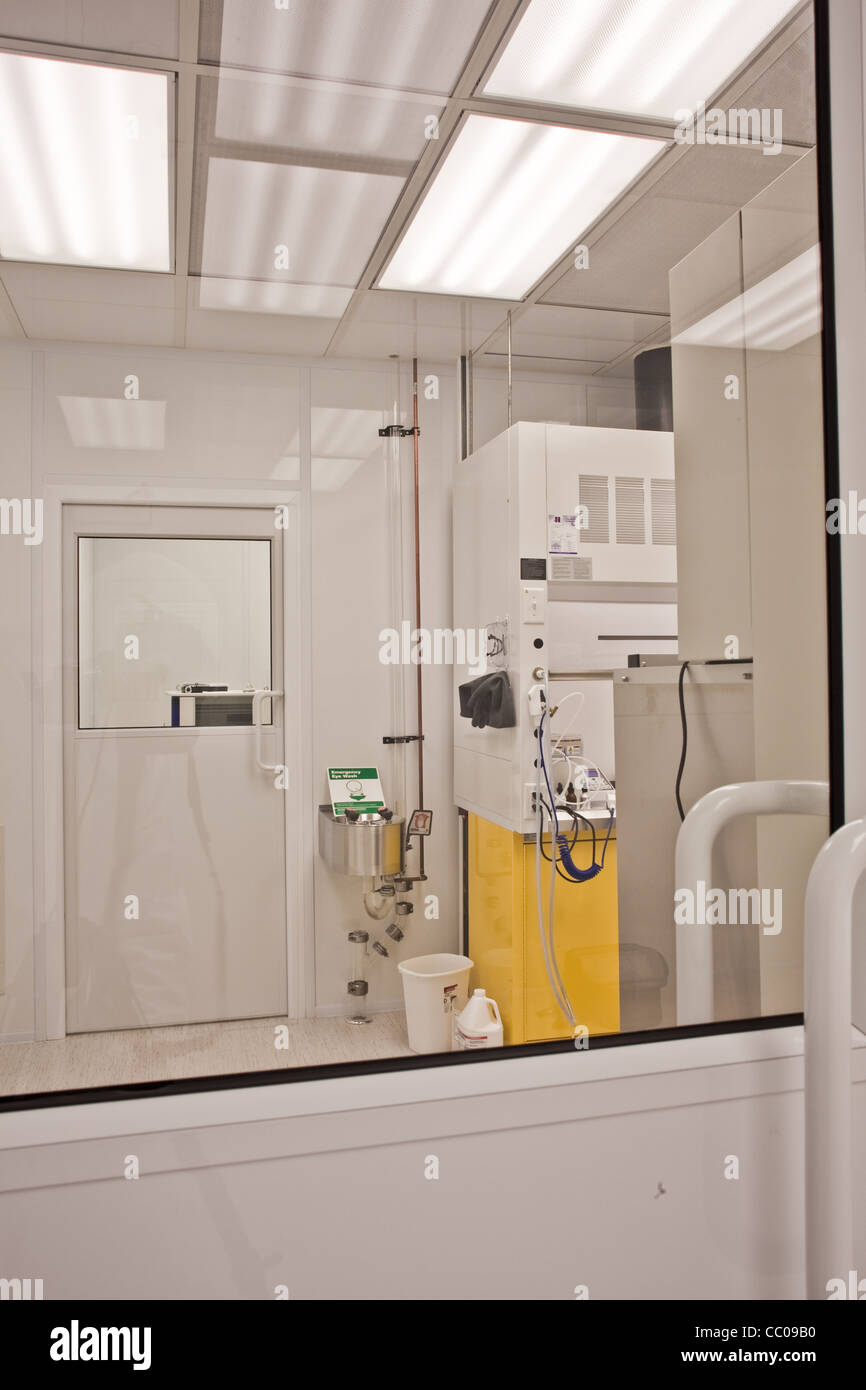 View through an interconnecting cleanroom door Stock Photo