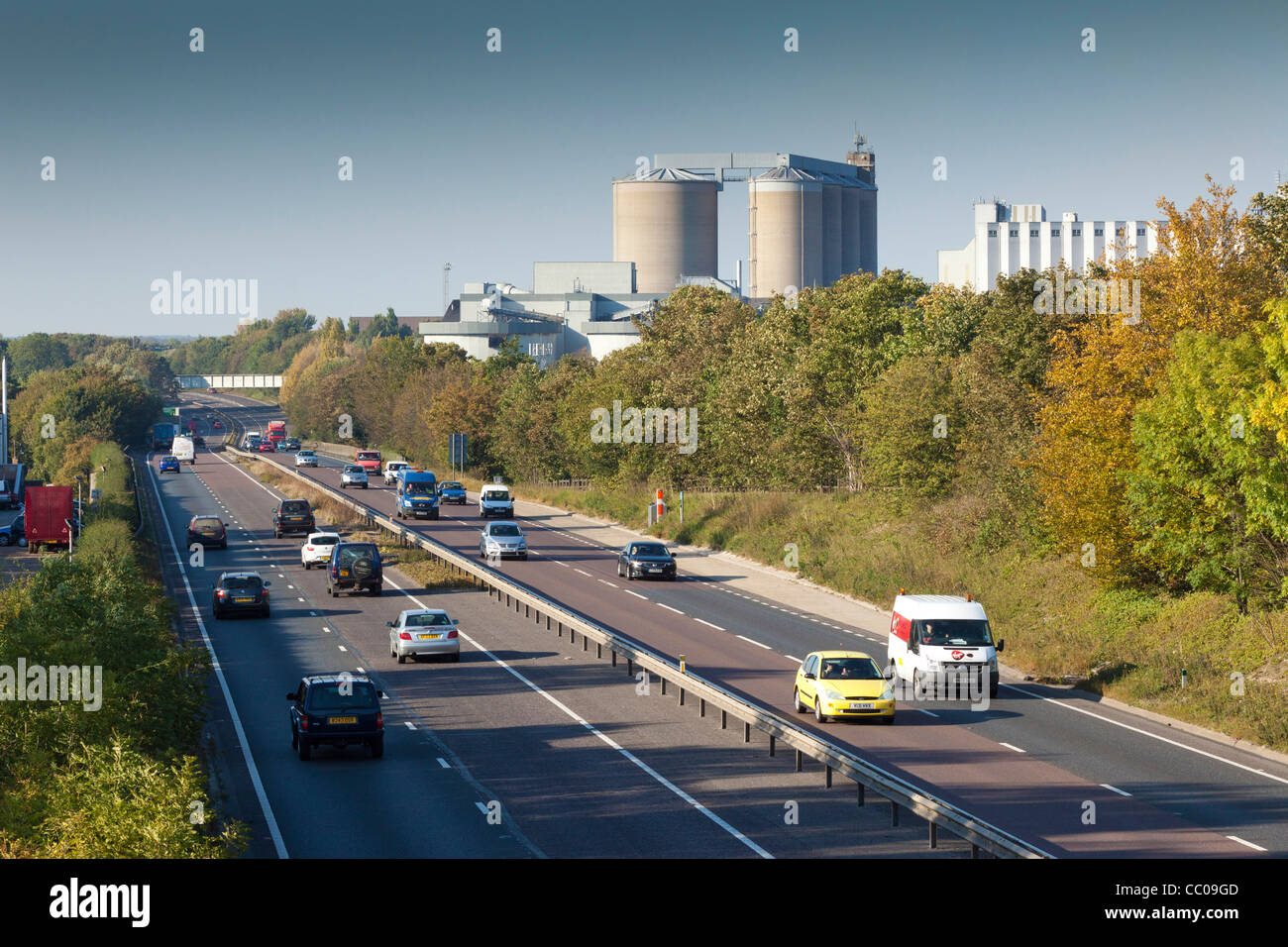 A14 dual carriageway road at Bury St Edmunds, Suffolk, UK Stock Photo
