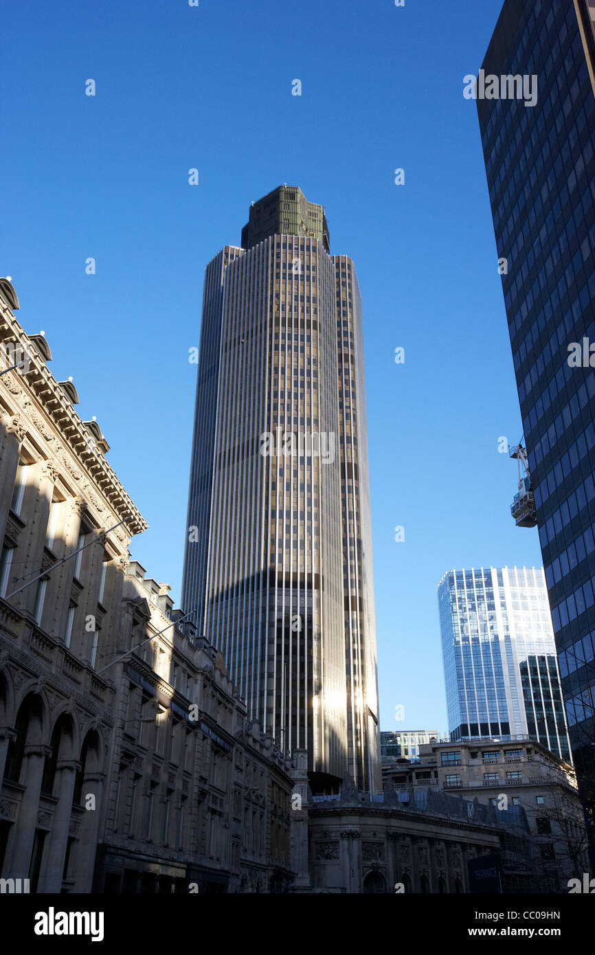 looking up threadneedle street towards tower 42 the former natwest tower London England UK United kingdom Stock Photo