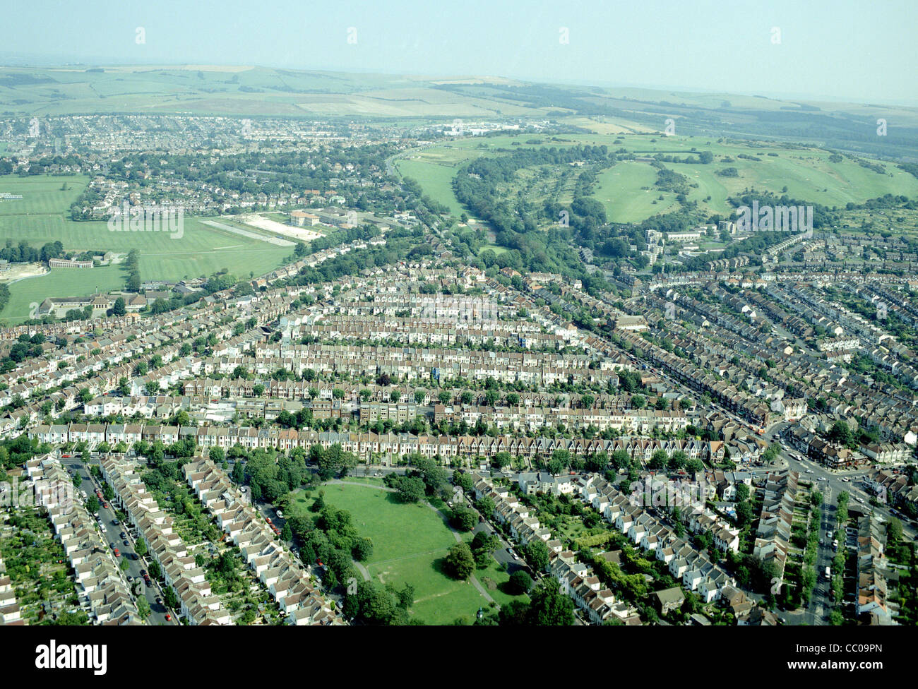 Aerial view of terraced houses in Fiveways, Brighton Stock Photo Alamy