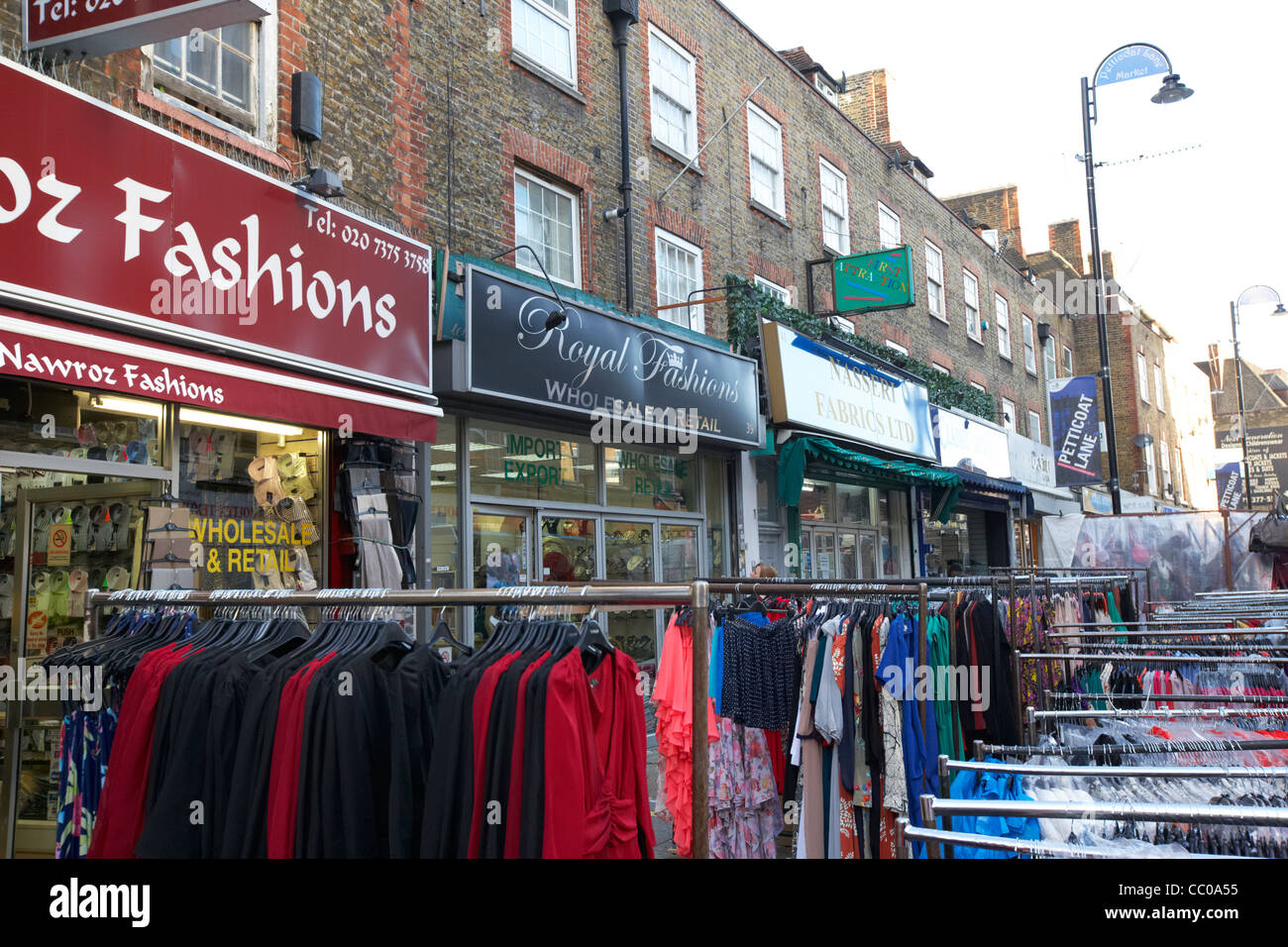 petticoat lane clothes street market London England UK United kingdom
