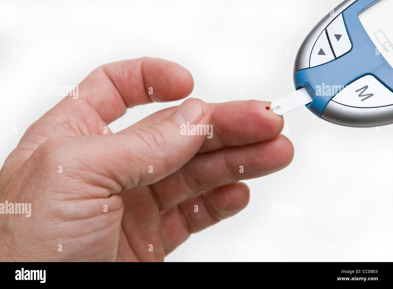 Blood being used to test blood sugar Stock Photo Alamy