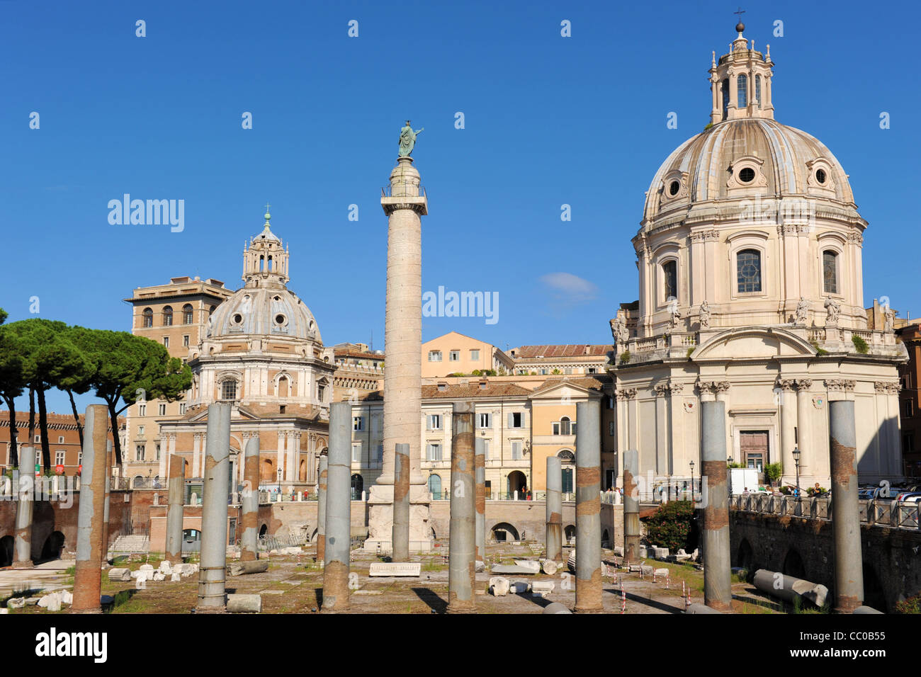 Temple Of Trajan imperial forum in Rome Stock Photo