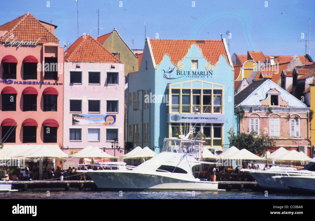 Buildings On Handelskade Willemstad Curacao Dutch Antilles Stock