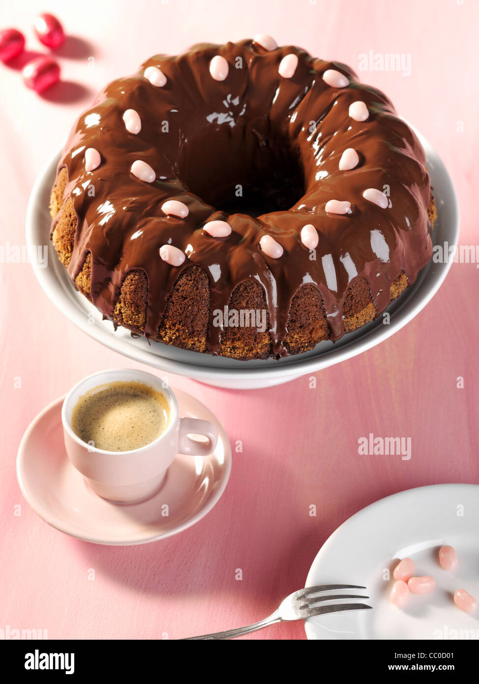 Easter cake with egg liqueur and chocolate icing Stock Photo Alamy