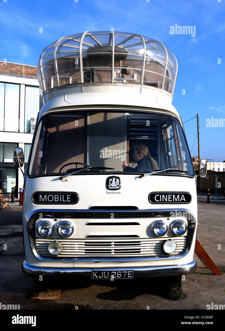 Old classic mobile cinema coach Stock Photo