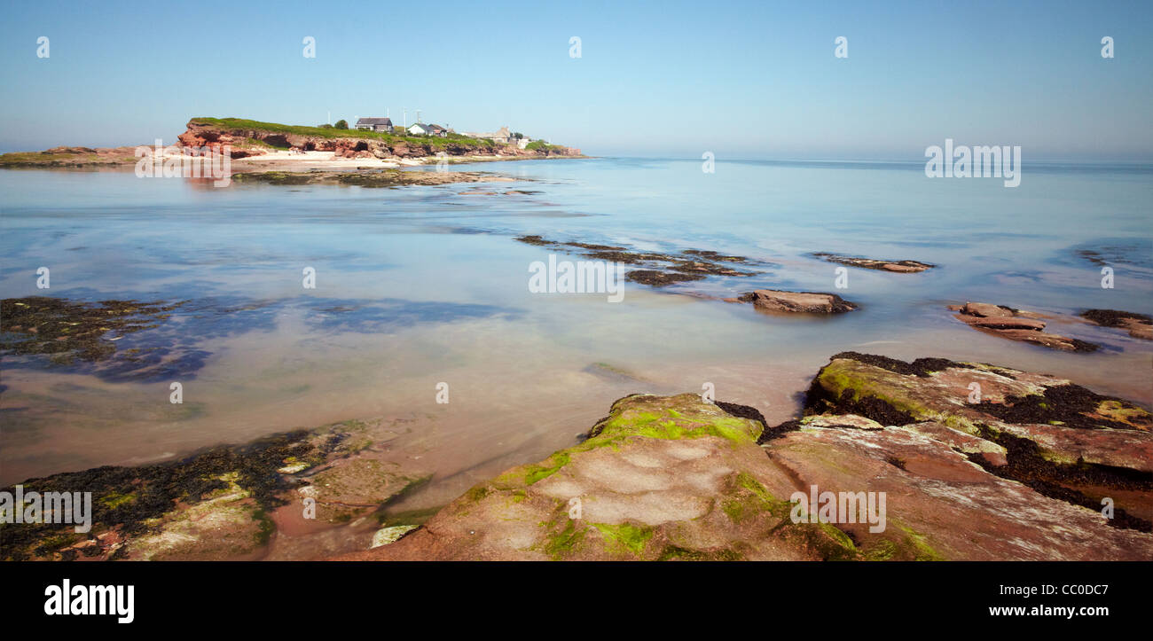 View of Hilbre Island from Middle Eye at high tide on the Dee Estuary, Wirral, UK Stock Photo