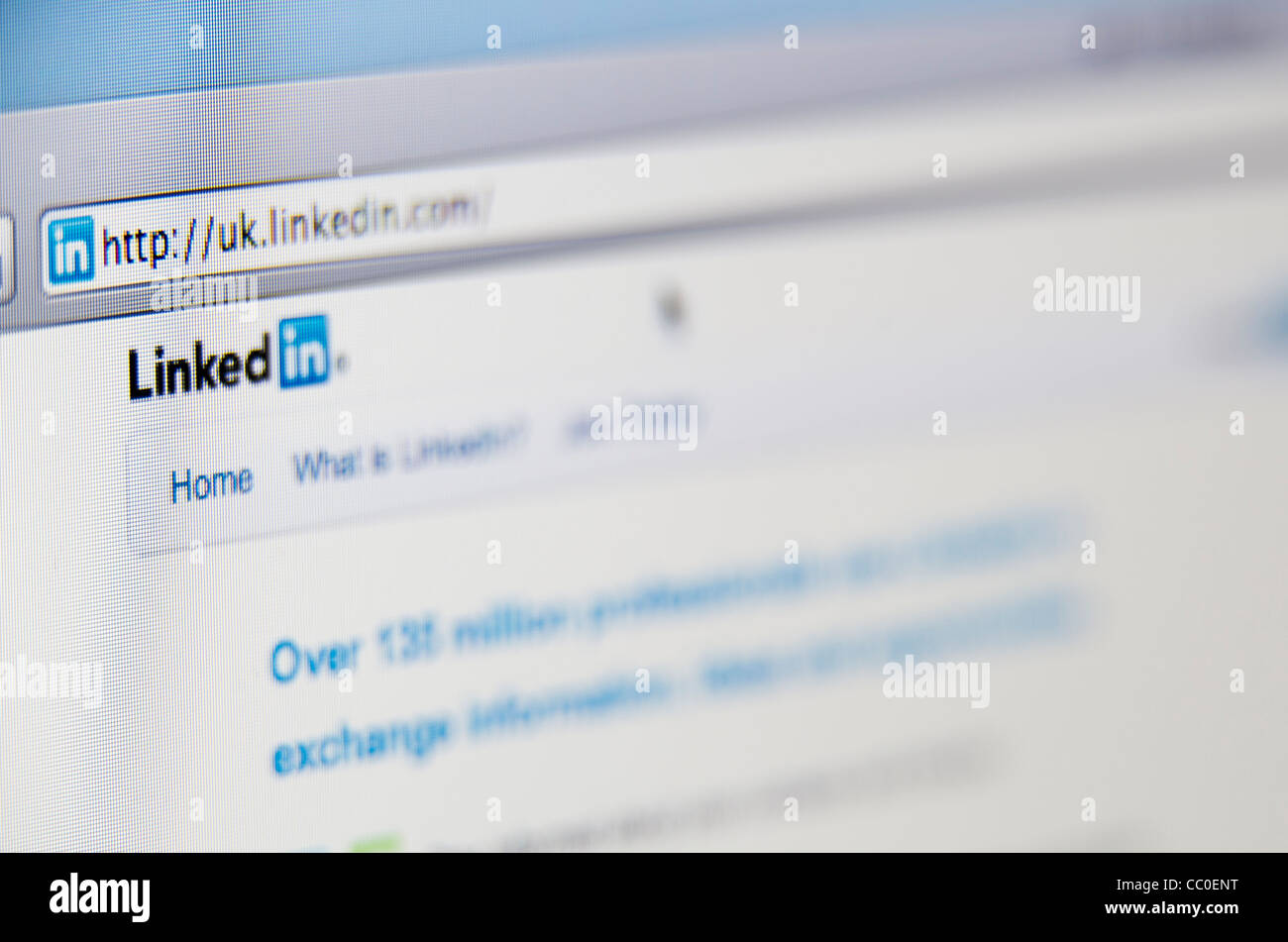 linkedin 'linked in' screen Stock Photo