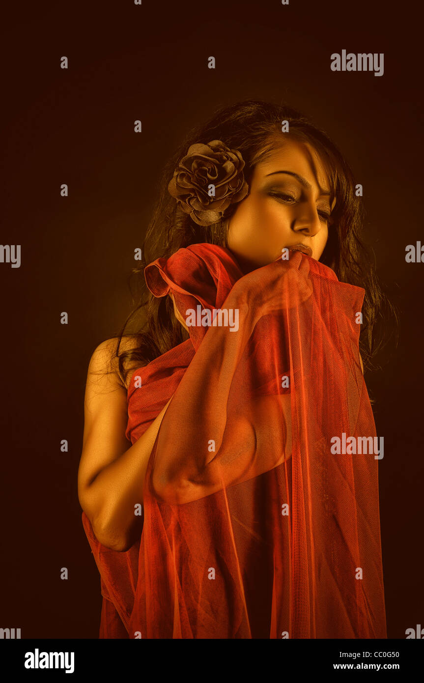 Beautiful red silk hi-res stock photography and images - Alamy